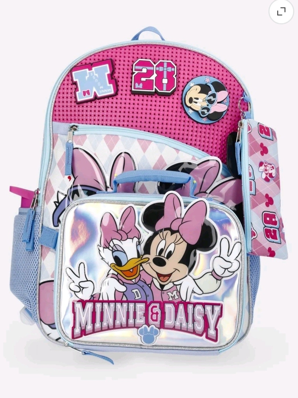 Disney Minnie & Daisy Backpack With Lunch Bag, Water Bottle, Pencil Case, Etc.